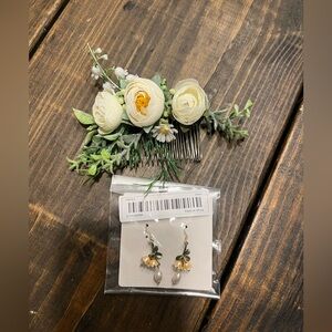 Wedding floral haircomb and earrings